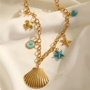 Shell Charm Necklace with Ocean Multi Charms